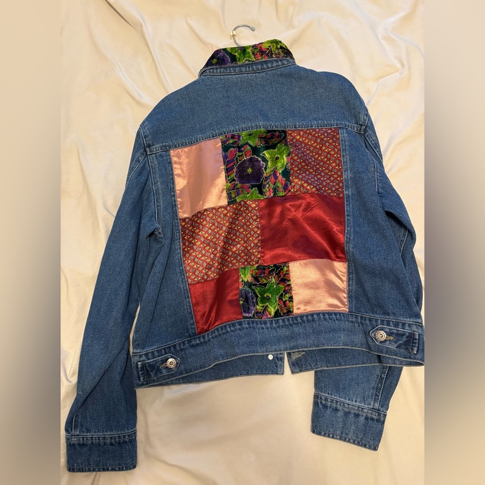 Denim Jacket With Colorful Patchwork - image 1
